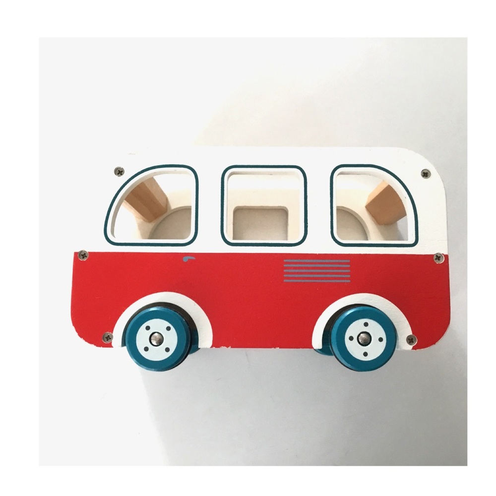 •Moulin Roty wooden toy bus•